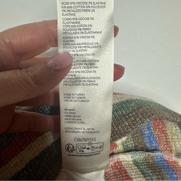 NWOT Free People Over The Rainbow Metallic Stripe Tube Top S - Picture 9 of 9